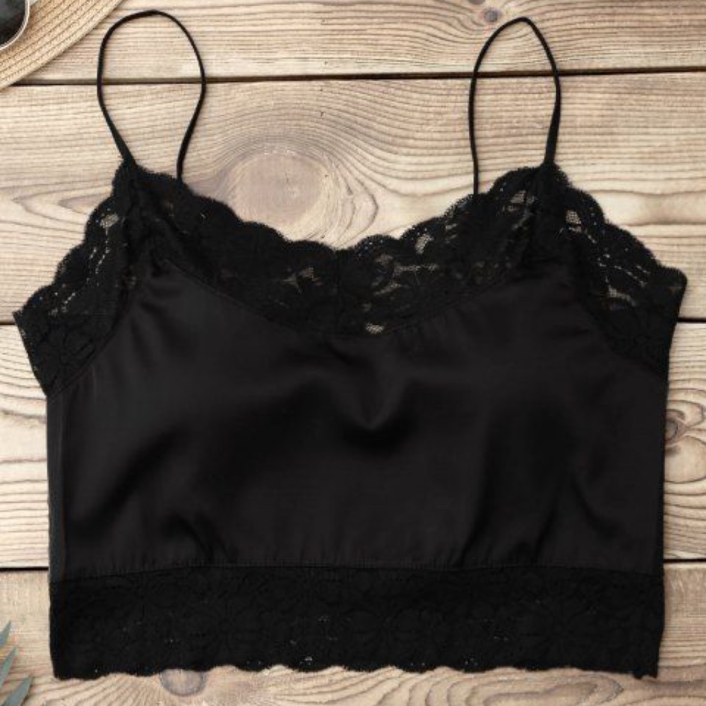 Satin Lace Cropped Top